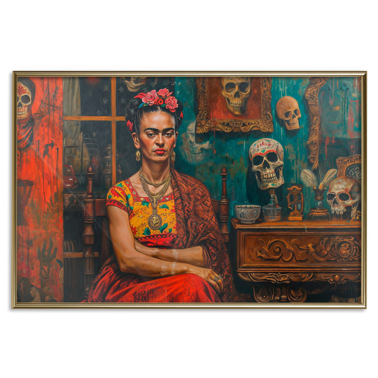 Poster Frida in a Room - A Composition With the Artist Sitting Among Skulls 152190 additionalImage 24