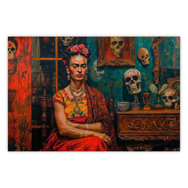 Poster Frida in a Room - A Composition With the Artist Sitting Among Skulls 152190