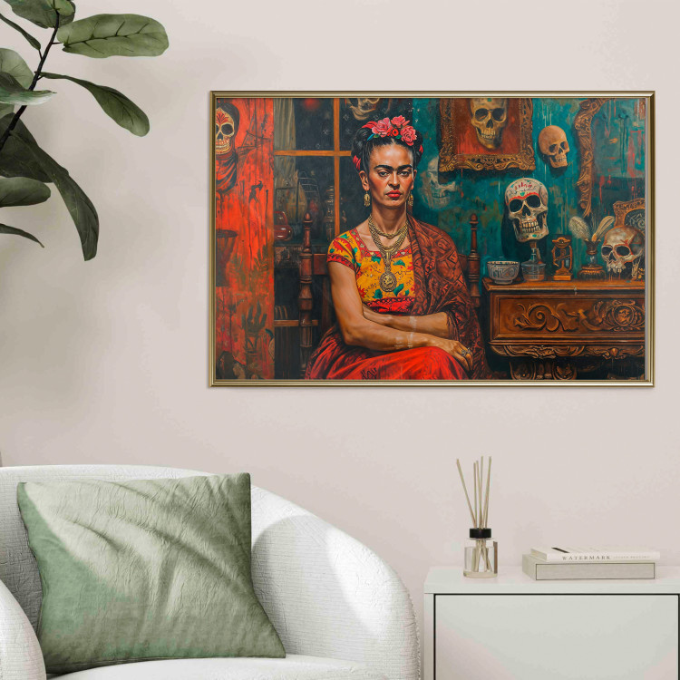 Poster Frida in a Room - A Composition With the Artist Sitting Among Skulls 152190 additionalImage 2