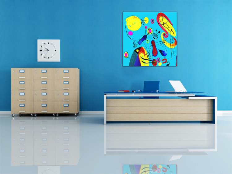 Canvas Holiday (1-piece) - colorful abstraction with patterns on a blue background 46690 additionalImage 2