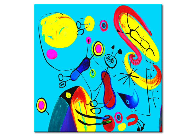 Canvas Holiday (1-piece) - colorful abstraction with patterns on a blue background 46690