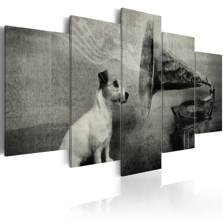 Canvas Print A dog listening to a gramophone 58990 additionalImage 2