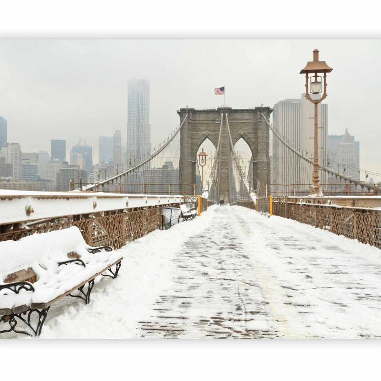 Photo Wallpaper New York Architecture - Winter Bridge with City Skyscrapers in the USA 59790 additionalImage 1