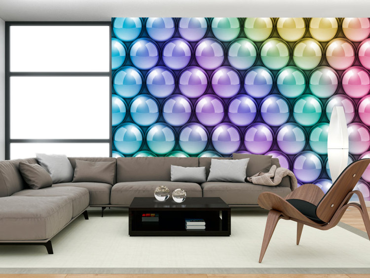 Photo Wallpaper Balls - metallic colored balls on a uniform background 62290