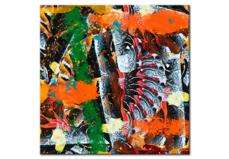 Canvas Tropical Collage (1-piece) - Abstraction in Exotic Colors 93990