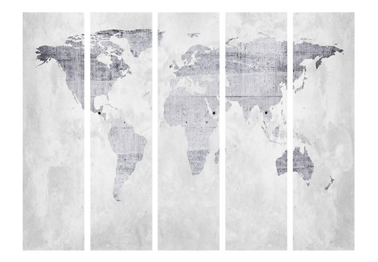 Room Divider Concrete Map - world map with gray continents on a concrete background 95290 additionalImage 3