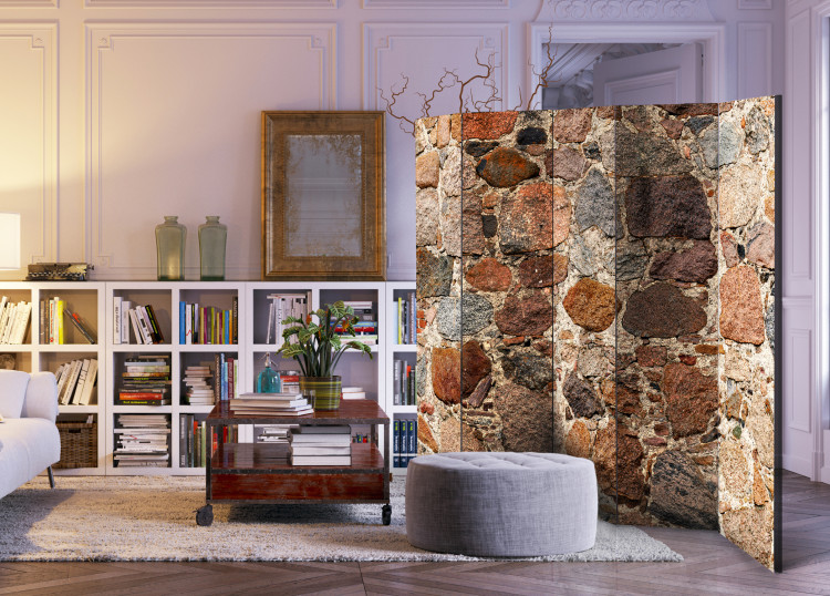 Room Divider Stone Artistry II - architectural texture of brown stones 95490 additionalImage 4