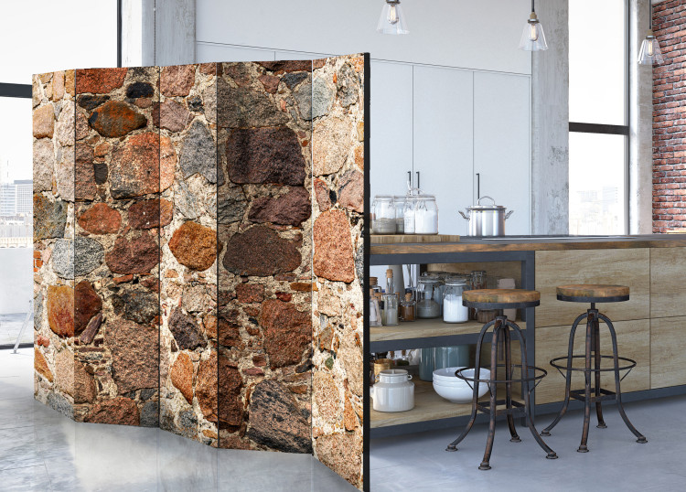 Room Divider Stone Artistry II - architectural texture of brown stones 95490 additionalImage 2