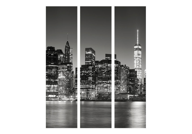 Folding Screen New York Nights - black and white panorama of New York City with skyscrapers 95690 additionalImage 3
