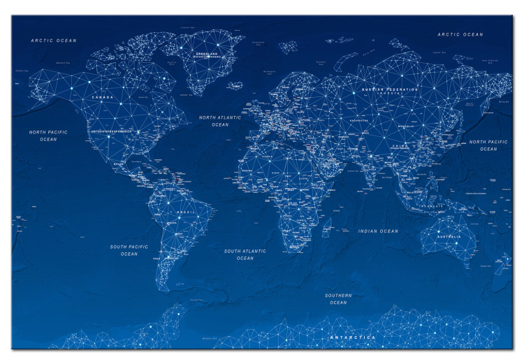 Canvas Print World Map: World Connection - Continents with English Inscriptions 97490