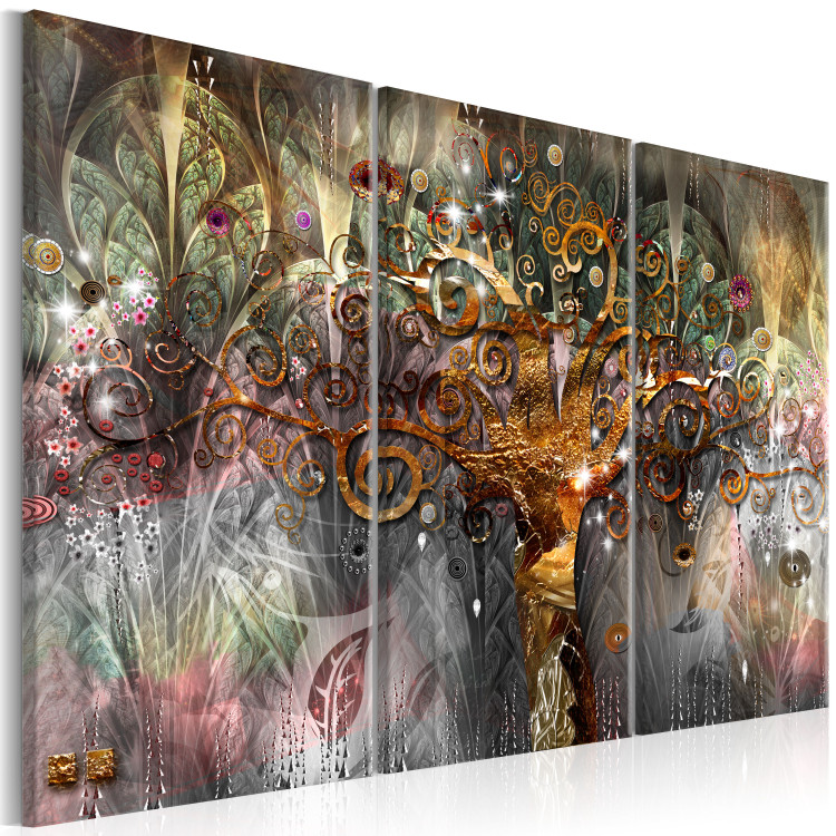 Canvas Golden Tree (3-piece) - Secessionist Abstraction with Nature Motif 105601 additionalImage 2