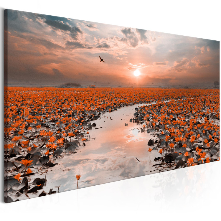 Canvas Lily Path (1-part) Wide - Lilies against Sunset 107301 additionalImage 2