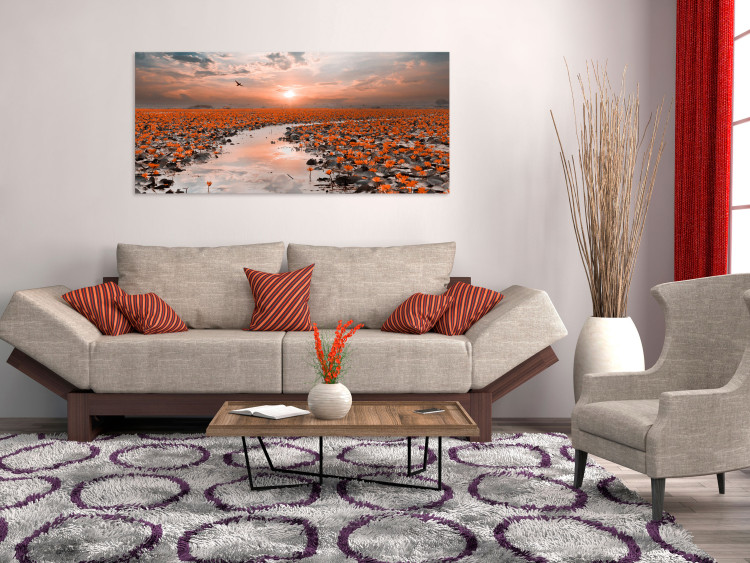 Canvas Lily Path (1-part) Wide - Lilies against Sunset 107301 additionalImage 3