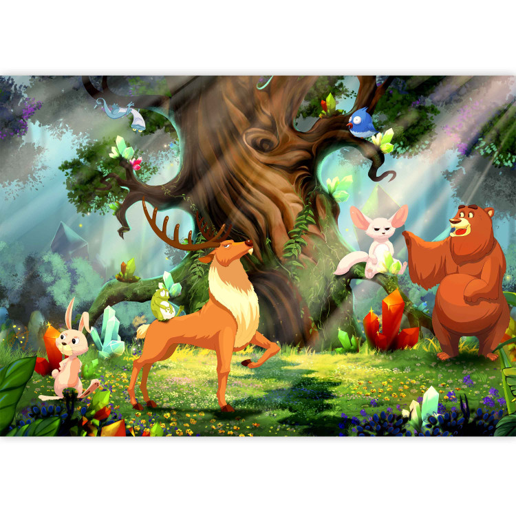 Photo Wallpaper Teddy bear and friends - animals of the forest among trees in a children's glade 108101 additionalImage 3