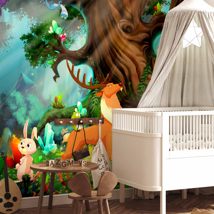 Photo Wallpaper Teddy bear and friends - animals of the forest among trees in a children's glade 108101 additionalImage 4
