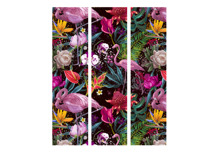 Room Divider Screen Colorful Exoticism - flamingos amidst colorful tropical vegetation 114601 additionalImage 3