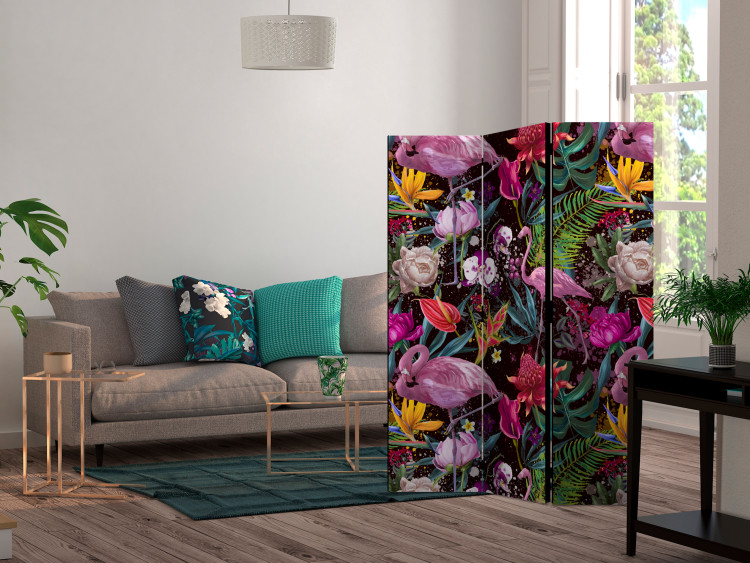 Room Divider Screen Colorful Exoticism - flamingos amidst colorful tropical vegetation 114601 additionalImage 4