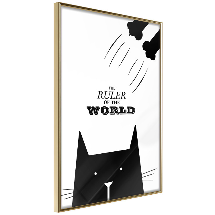 Wall Poster The ruler of the world - black and white composition with a cat and texts 114801 additionalImage 5