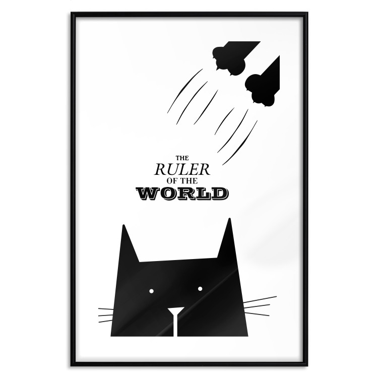 Wall Poster The ruler of the world - black and white composition with a cat and texts 114801 additionalImage 15