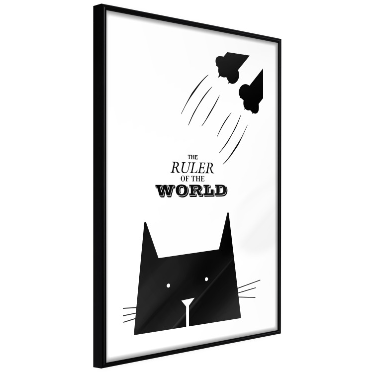 Wall Poster The ruler of the world - black and white composition with a cat and texts 114801 additionalImage 2