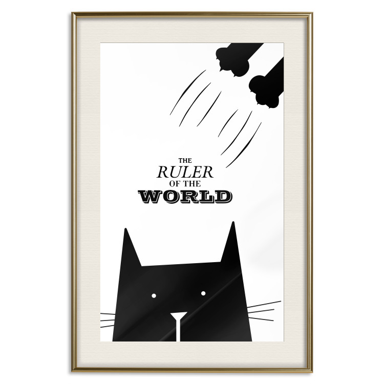 Wall Poster The ruler of the world - black and white composition with a cat and texts 114801 additionalImage 19