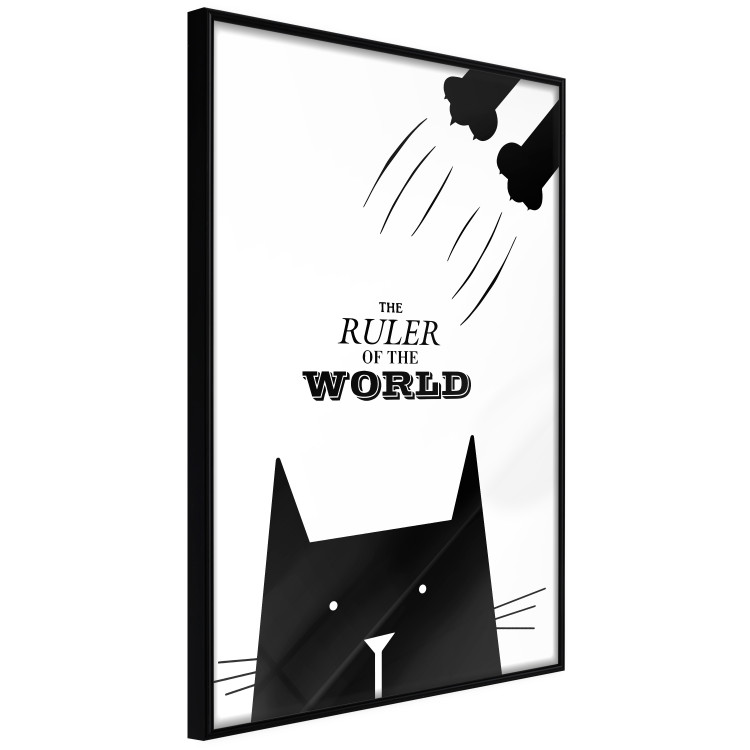 Wall Poster The ruler of the world - black and white composition with a cat and texts 114801 additionalImage 10