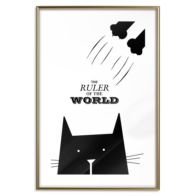 Wall Poster The ruler of the world - black and white composition with a cat and texts 114801 additionalImage 14