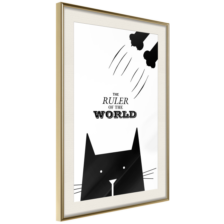 Wall Poster The ruler of the world - black and white composition with a cat and texts 114801 additionalImage 4
