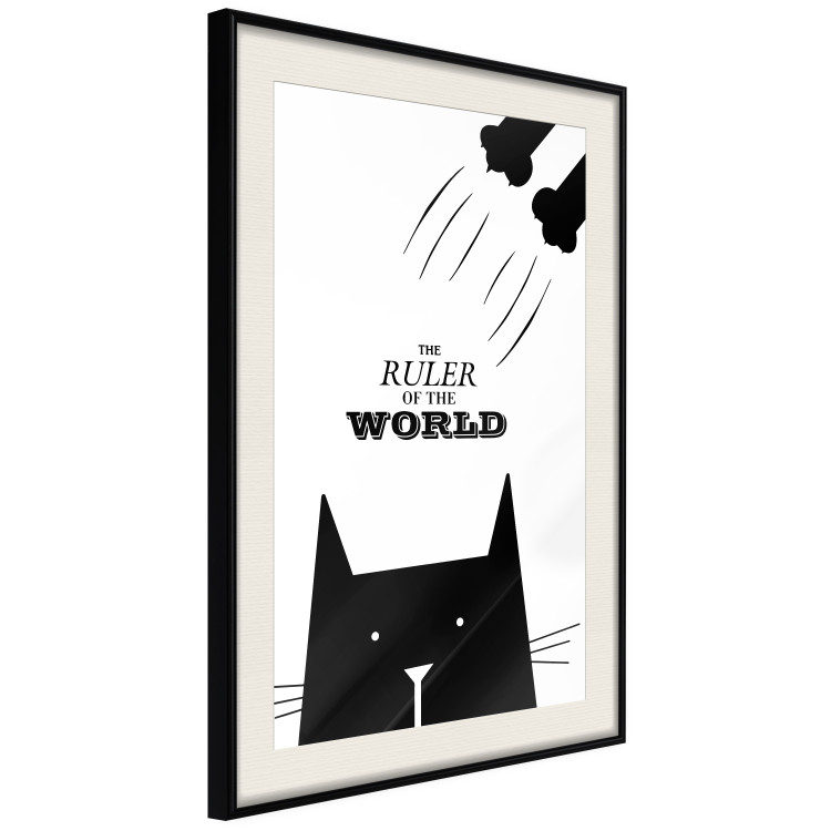 Wall Poster The ruler of the world - black and white composition with a cat and texts 114801 additionalImage 3