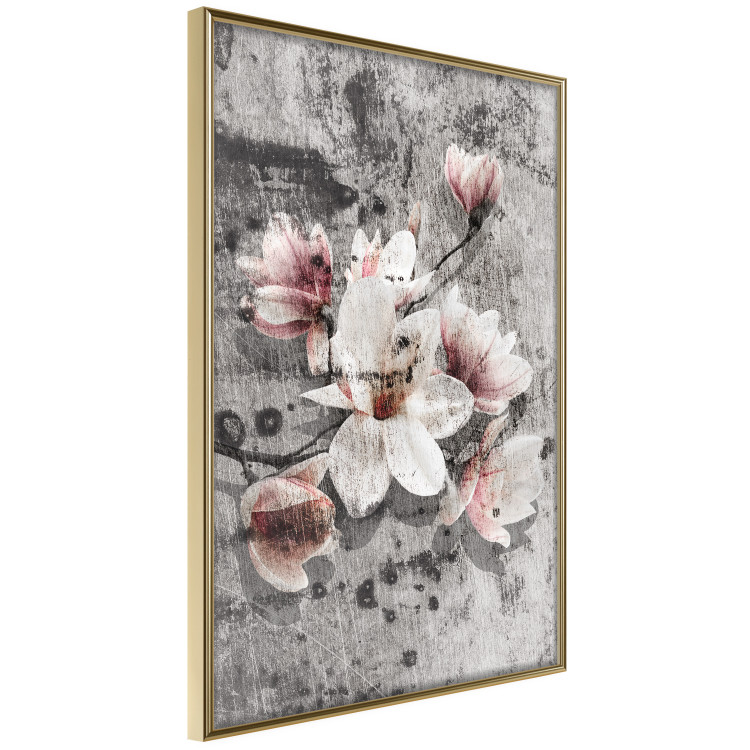 Wall Poster Magnolias - composition with a textured surface with light pink flowers 115201 additionalImage 12