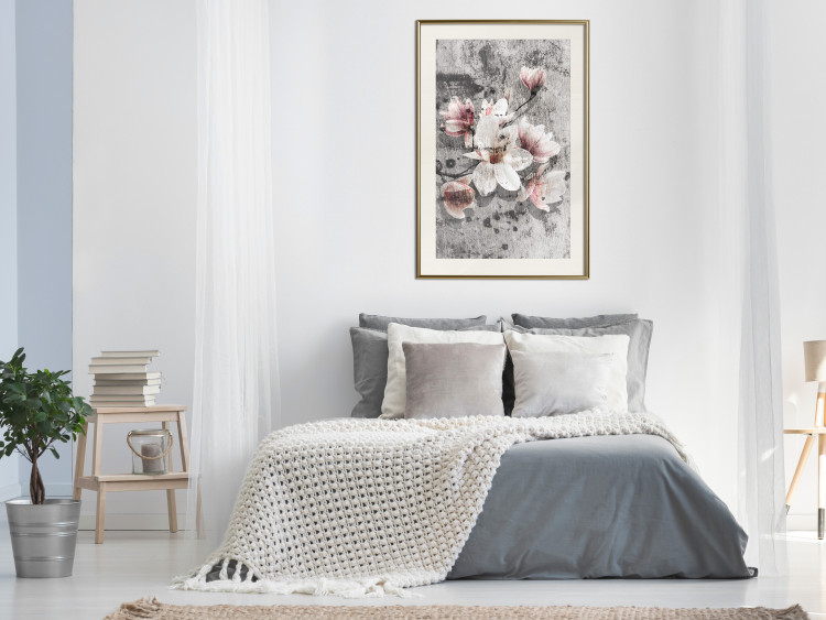 Wall Poster Magnolias - composition with a textured surface with light pink flowers 115201 additionalImage 21