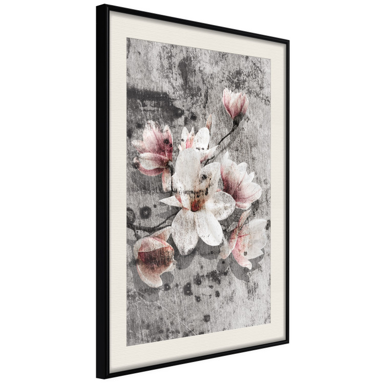 Wall Poster Magnolias - composition with a textured surface with light pink flowers 115201 additionalImage 3