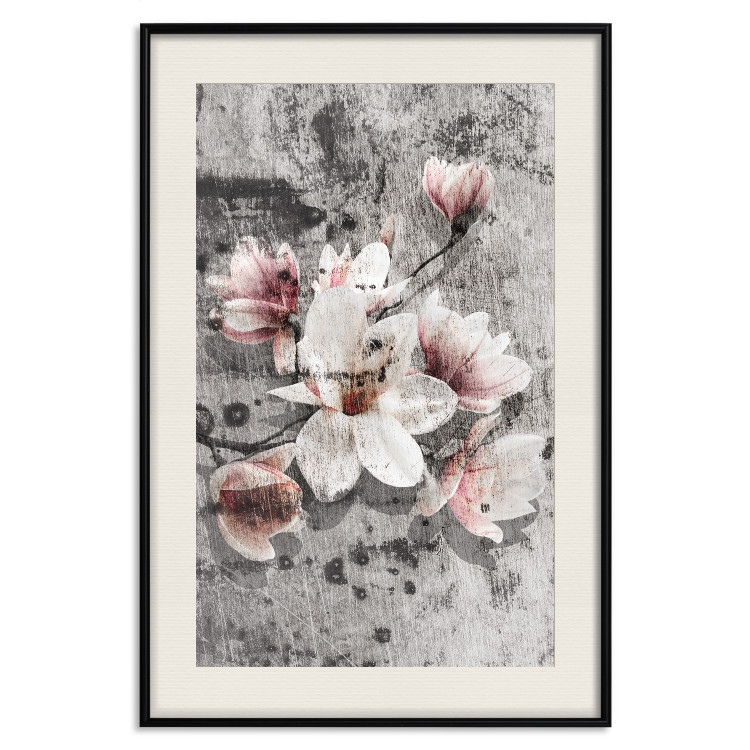 Wall Poster Magnolias - composition with a textured surface with light pink flowers 115201 additionalImage 18