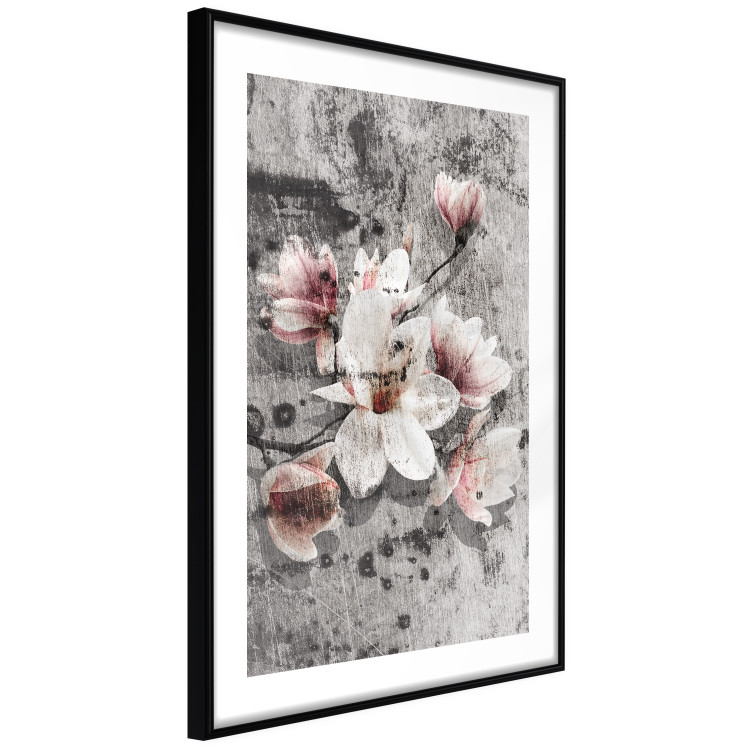 Wall Poster Magnolias - composition with a textured surface with light pink flowers 115201 additionalImage 11