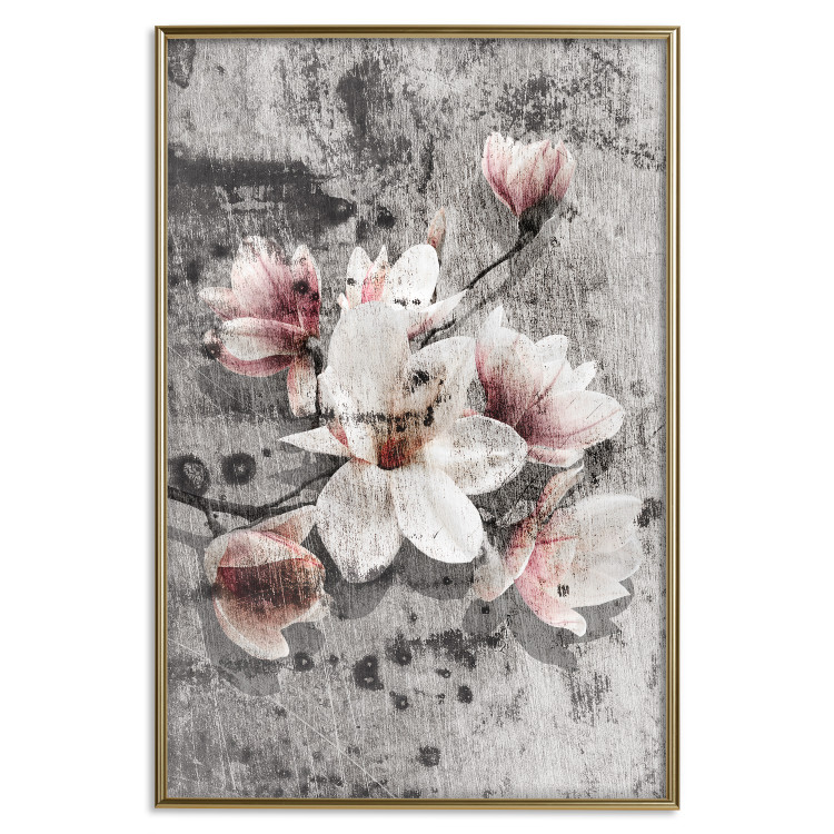 Wall Poster Magnolias - composition with a textured surface with light pink flowers 115201 additionalImage 16