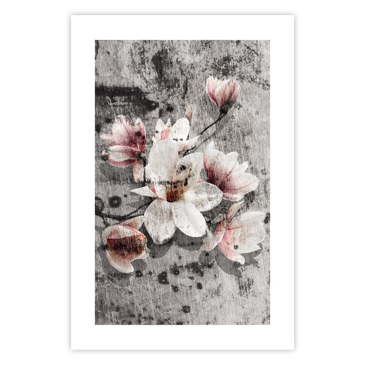 Wall Poster Magnolias - composition with a textured surface with light pink flowers 115201 additionalImage 25