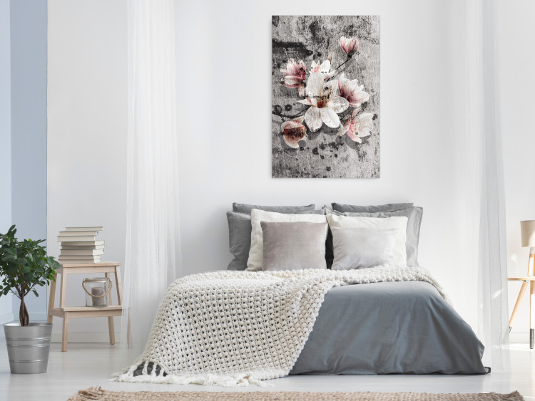Wall Poster Magnolias - composition with a textured surface with light pink flowers 115201 additionalImage 23