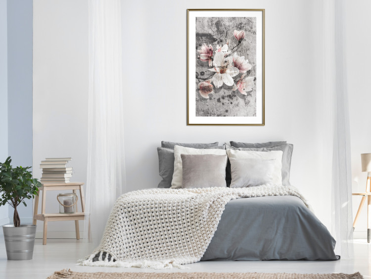 Wall Poster Magnolias - composition with a textured surface with light pink flowers 115201 additionalImage 15