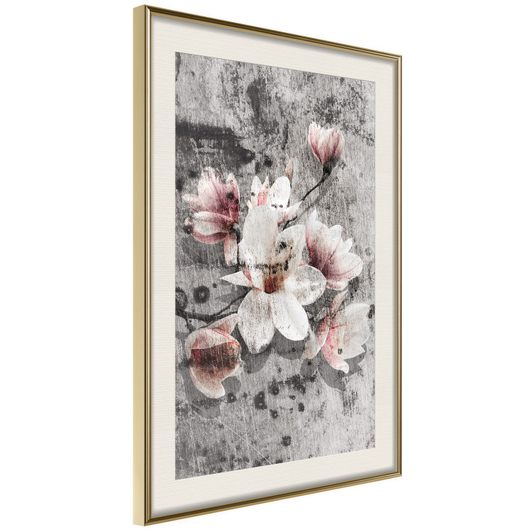 Wall Poster Magnolias - composition with a textured surface with light pink flowers 115201 additionalImage 2