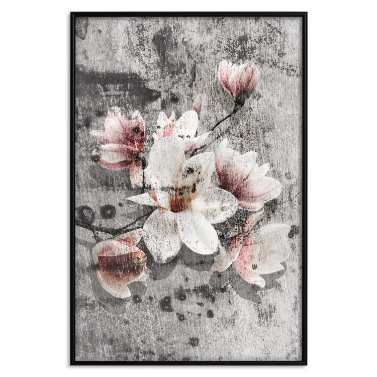 Wall Poster Magnolias - composition with a textured surface with light pink flowers 115201 additionalImage 24