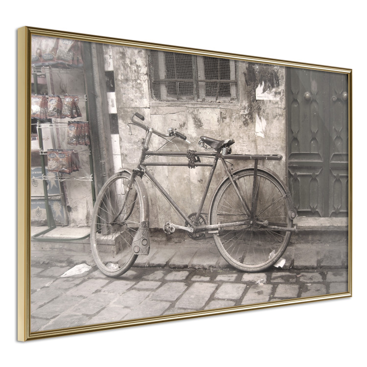 Poster Two-Wheeler - urban scene of a stone street with a vintage-style bicycle 116701 additionalImage 14