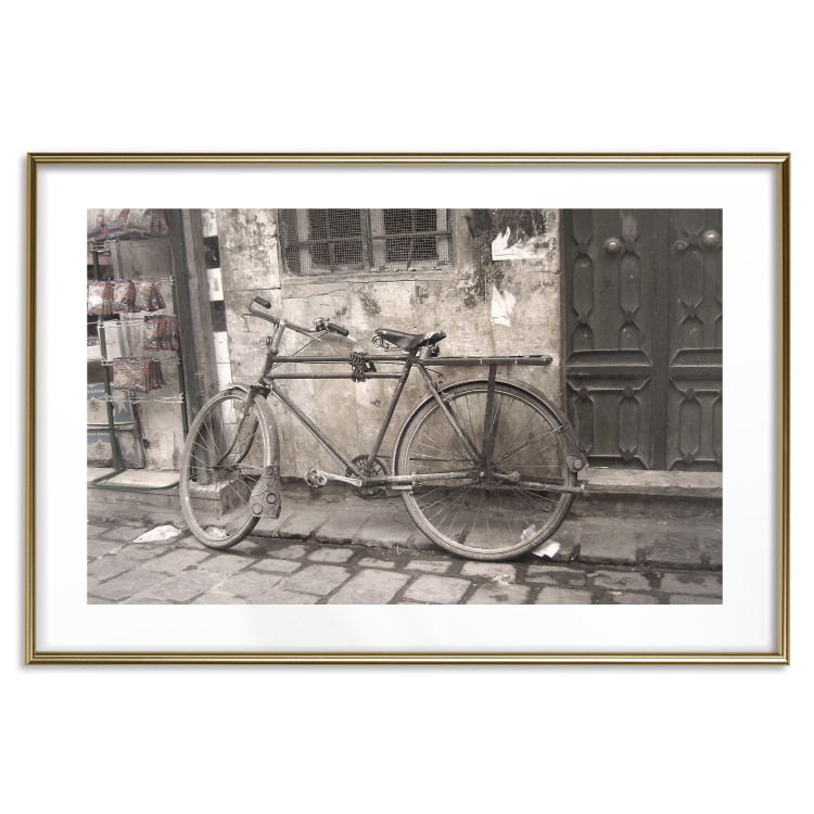 Poster Two-Wheeler - urban scene of a stone street with a vintage-style bicycle 116701 additionalImage 16