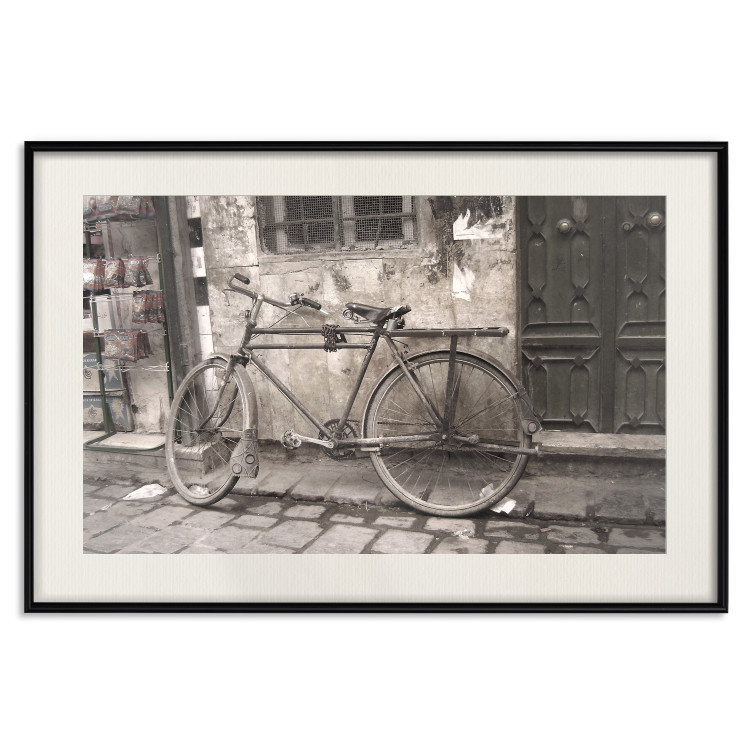 Poster Two-Wheeler - urban scene of a stone street with a vintage-style bicycle 116701 additionalImage 18