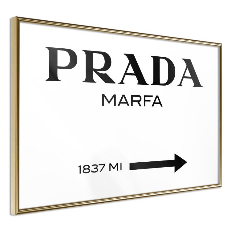 Poster Prada Marfa - black and white simple composition with texts and an arrow 116801 additionalImage 8