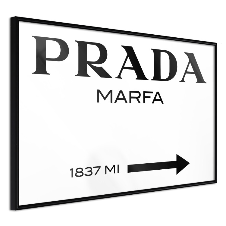 Poster Prada Marfa - black and white simple composition with texts and an arrow 116801 additionalImage 12