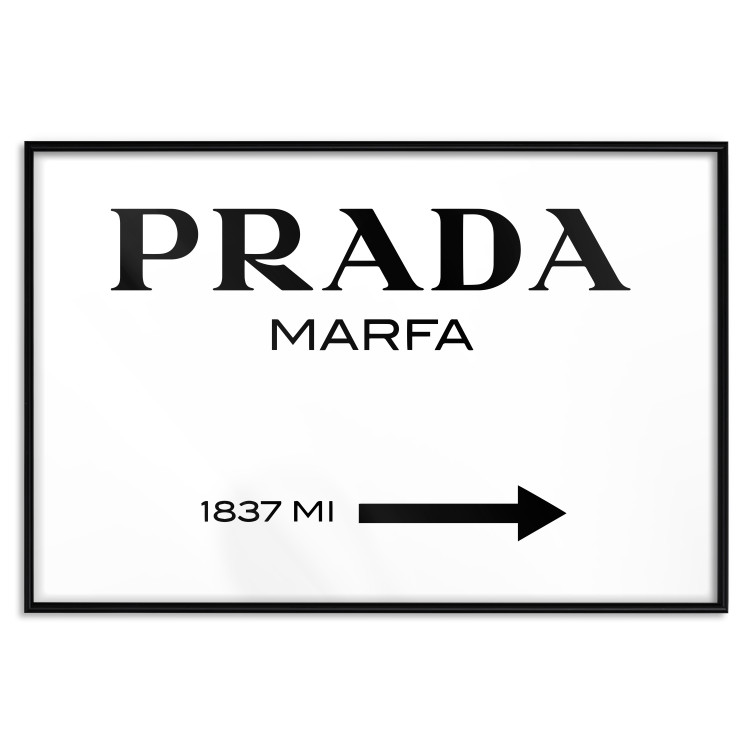 Poster Prada Marfa - black and white simple composition with texts and an arrow 116801 additionalImage 17