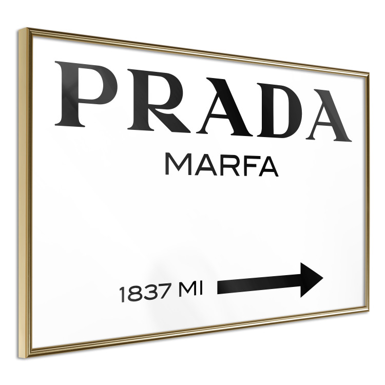 Poster Prada Marfa - black and white simple composition with texts and an arrow 116801 additionalImage 14