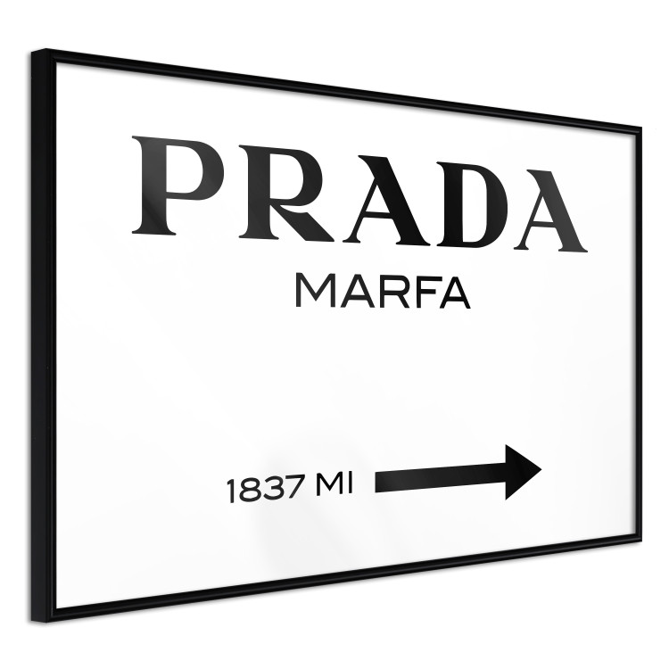 Poster Prada Marfa - black and white simple composition with texts and an arrow 116801 additionalImage 13