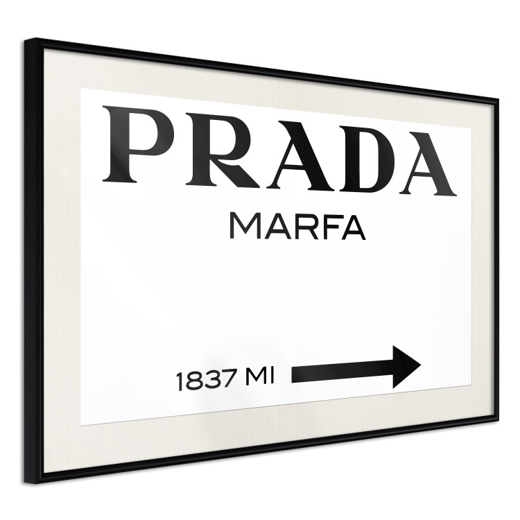 Poster Prada Marfa - black and white simple composition with texts and an arrow 116801 additionalImage 3