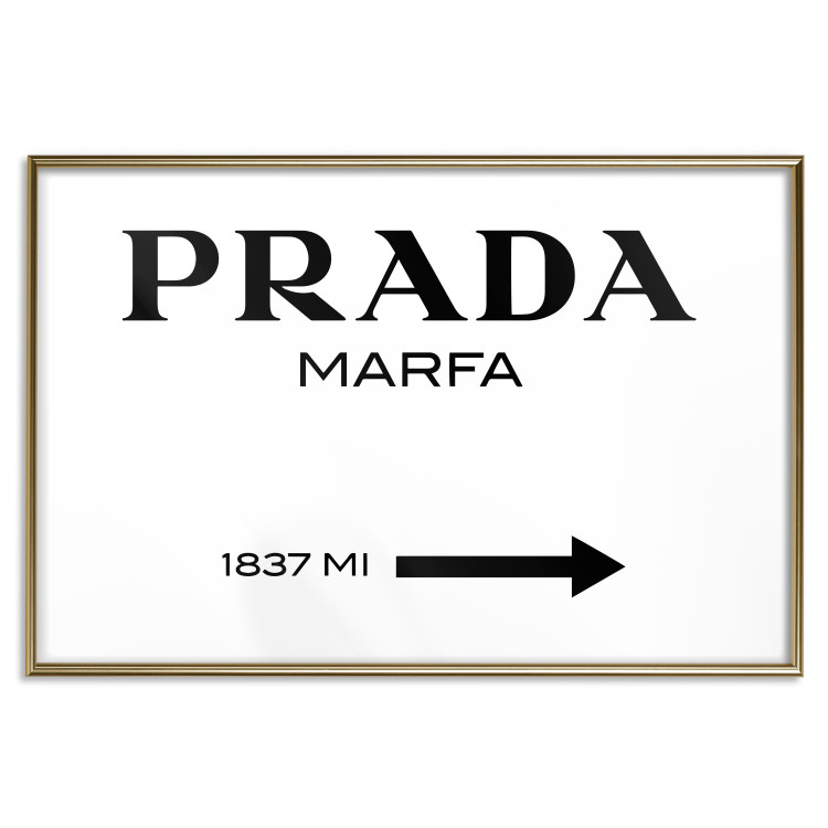 Poster Prada Marfa - black and white simple composition with texts and an arrow 116801 additionalImage 16